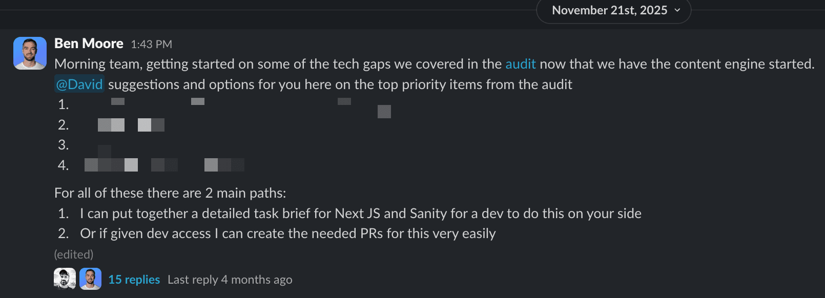 In-house engineer working on the technical SEO audit for incident.io